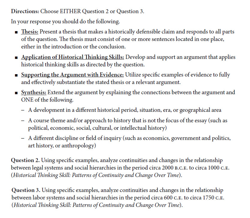 Apes essay questions college board
